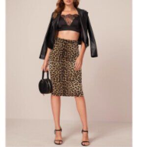 Forever 21 Velour Leopard Print Pencil Skirt